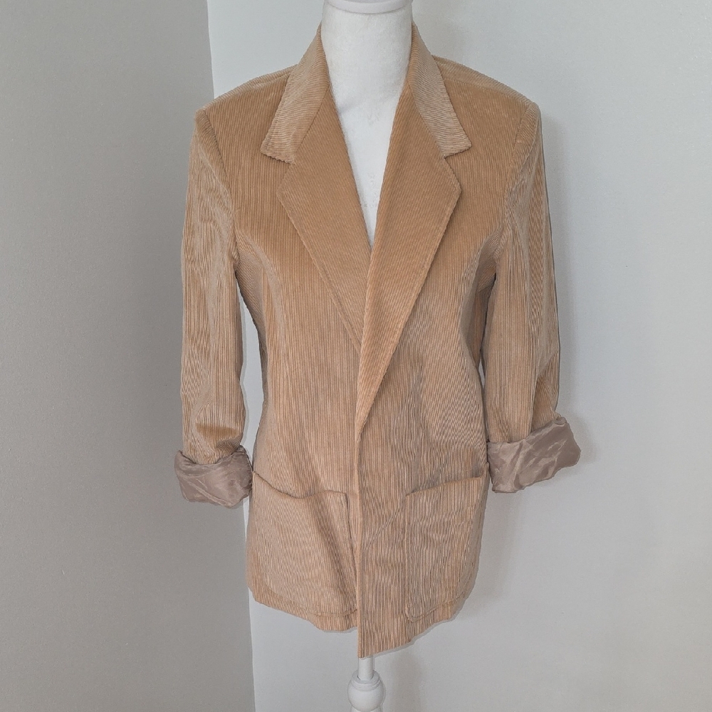 Elegant Tan Corduroy Blazer for Women